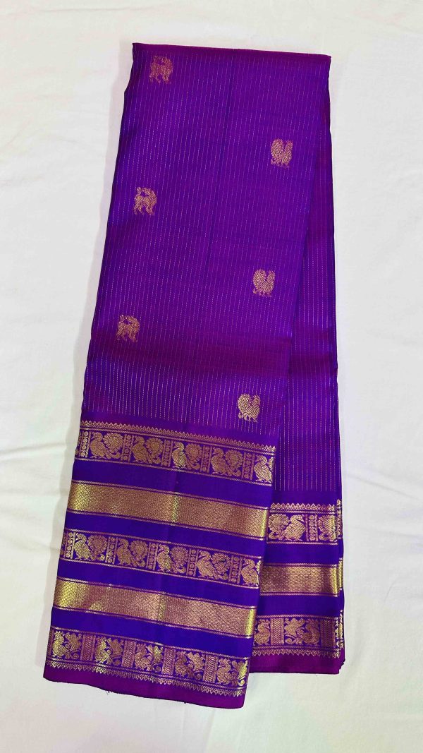 Pure Kanchipuram Handloom Saree with Pure Zari - Royal Blue Peacock boarder