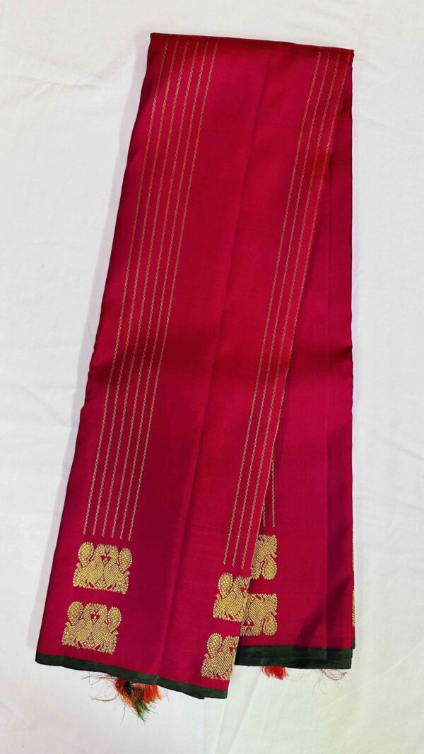 Pure Kanchipuram Handloom Saree with Pure Zari - Marron with Green