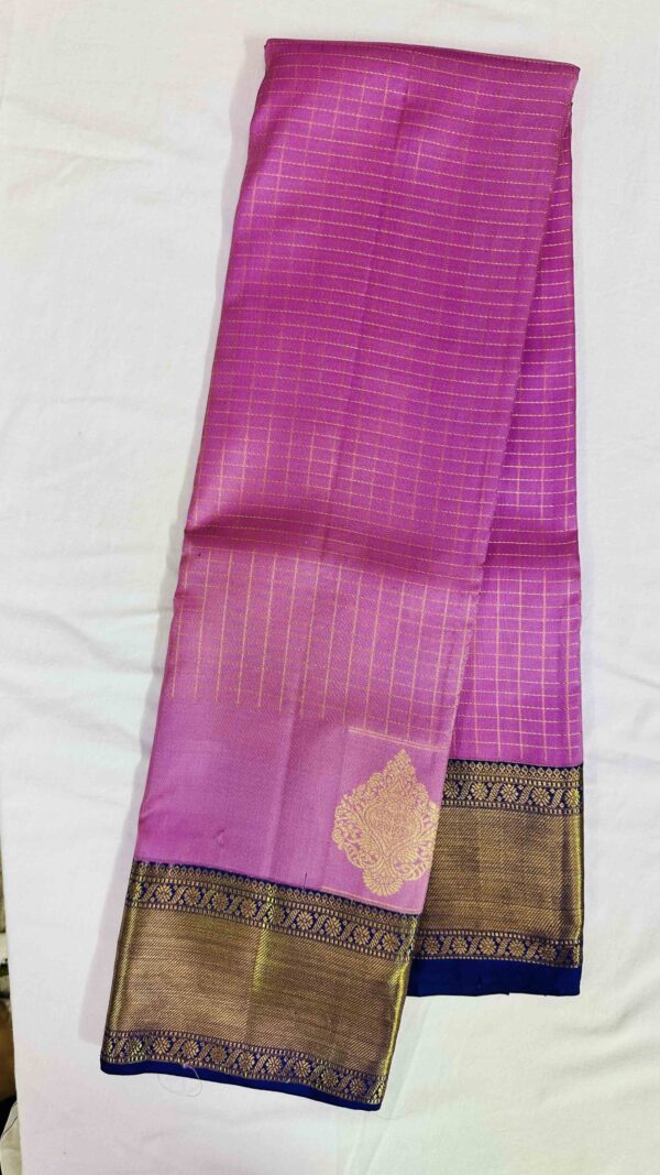 Pure Kanchipuram Handloom Saree with Pure Zari - Pink with Purple