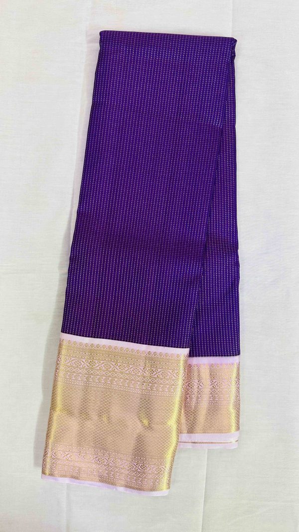 Pure Kanchipuram Silk Saree - Royal Blue with Light Pink