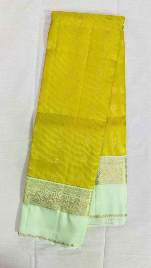 Pure Kanchipuram Silk Saree - Yellow With Light Green
