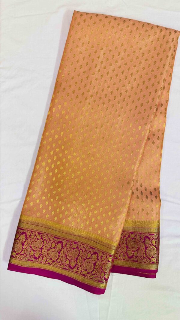 Pure Mysore Silk Crepe - 1000 Buttas Heavy Peach