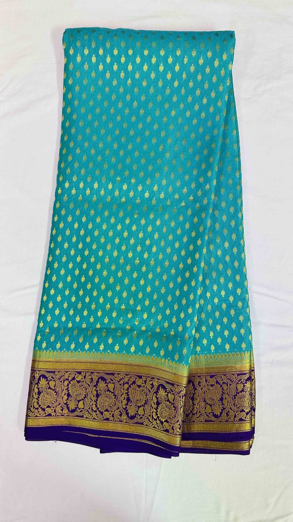 Pure Mysore Silk Crepe - 1000 Buttas Heavy Rama Green