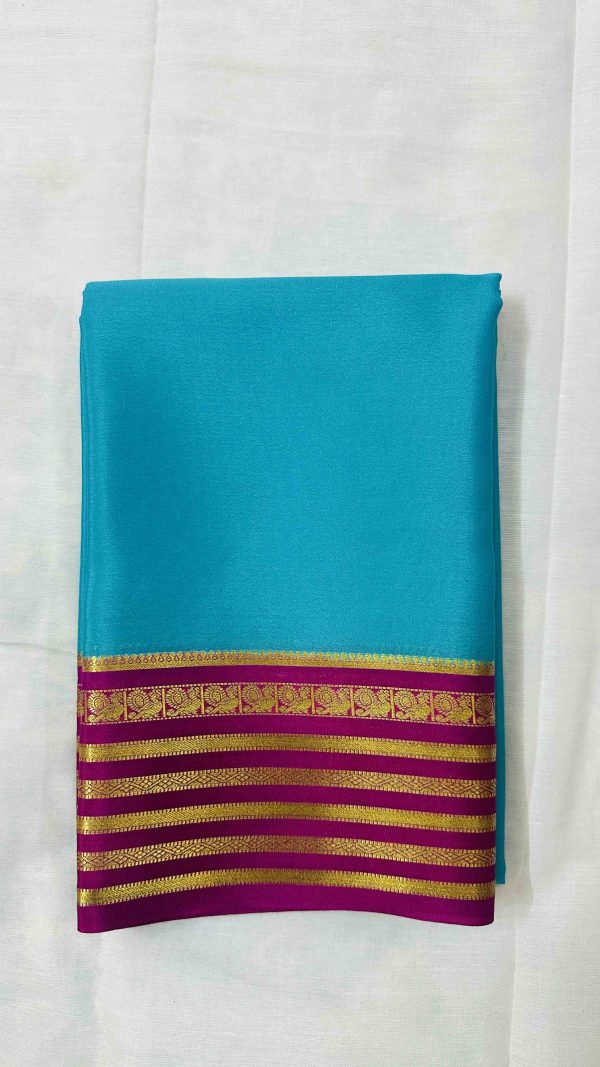 Pure Mysore Silk Crepe - Blue Pink